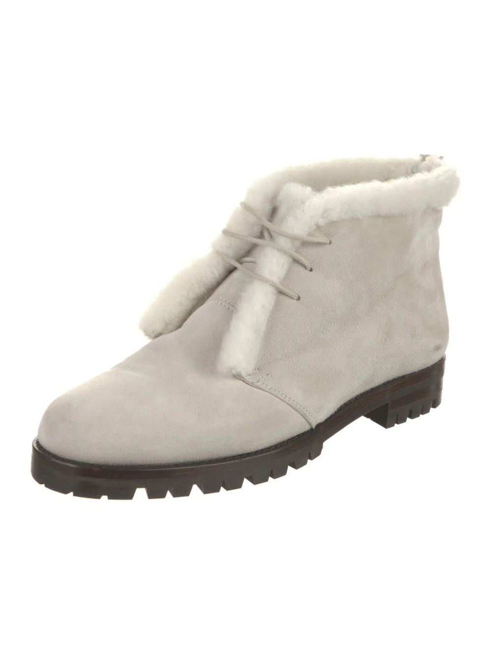 Manolo Blahnik boots 36 6 mircus suede lace up shearling ivory designer winter